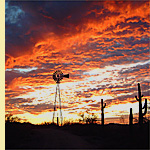Sunset over the windmill